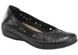 Alder Azza Black Perforated Leather Ballet Flat