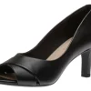 Alice Fern Black Leather Open-Toe Pump