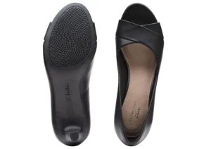 Alice Fern Black Leather Open-Toe Pump