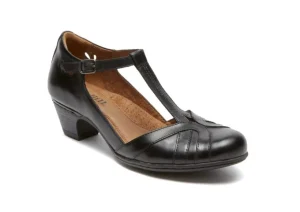Angelina Black T-Strap Low Heel