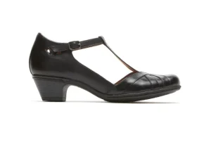 Angelina Black T-Strap Low Heel