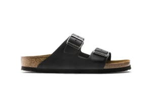 Arizona Black Oiled Leather Slide Sandal
