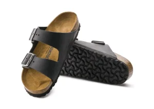 Arizona Black Oiled Leather Slide Sandal