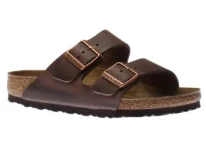 Arizona Hard Footbed Habana Brown Oiled Leather Slide Sandal