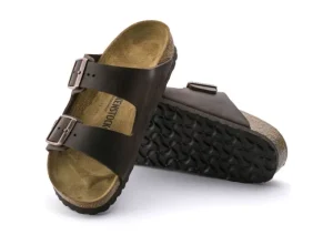 Arizona Hard Footbed Habana Brown Oiled Leather Slide Sandal