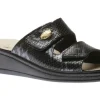 Black Snakeskin Slide Wedge Sandal