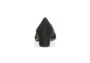 02.211.47 Black Suede Leather Scalloped Block Heel