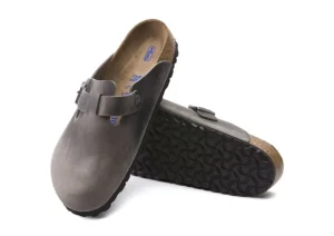 Boston Iron Grey Oiled Leather Clog