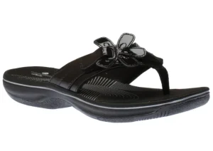 Brinkley Flora Black Patent Thong Sandal