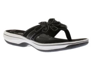 Brinkley Flora Black White Thong Sandal