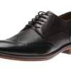 Conard Black Leather Embossed Wingtip Derby Shoe