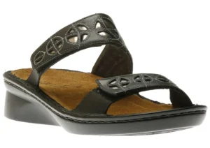 Cornet Black Leather Slide Sandal