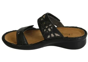 Cornet Black Leather Slide Sandal