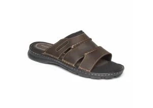 Darwyn Brown Leather Slide Sandal