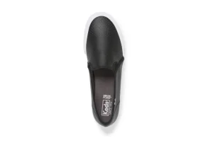 Double Decker Black Perforated Leather Slip-On Sneaker