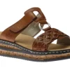 Eagle Brown Embossed Wedge Slide Sandal