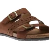 Felix Bark Brown Perforated Strappy Slide Sandal