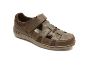 FitSmart Brown Leather Fisherman Sandal