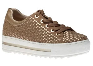 66.499.30 Florenz Taupe Gold Metallic Platform Sneaker