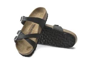 Franca Black Oiled Leather Slide Sandal