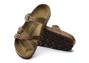 Franca Oiled Leather Tobacco Brown Slide Sandal