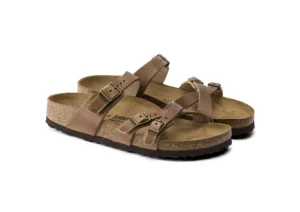 Franca Oiled Leather Tobacco Brown Slide Sandal