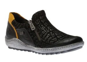 Gargano Black Yellow Print Zipper Sneaker