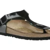 Gizeh Birko-Flor Black Patent Thong Sandal