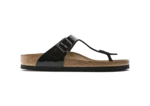 Gizeh Birko-Flor Black Patent Thong Sandal
