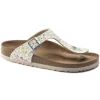Gizeh Vegan Birko-Flor Watercolor Flower White Thong Sandal