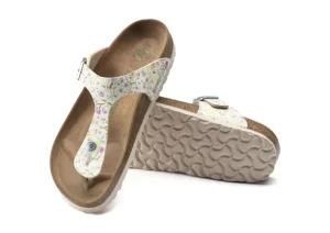 Gizeh Vegan Birko-Flor Watercolor Flower White Thong Sandal