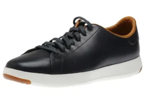 GrandPru00f8 Blue Leather Lace-Up Tennis Sneaker