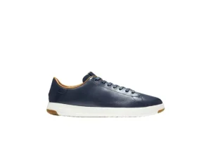 GrandPru00f8 Blue Leather Lace-Up Tennis Sneaker