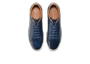 GrandPru00f8 Blue Leather Lace-Up Tennis Sneaker
