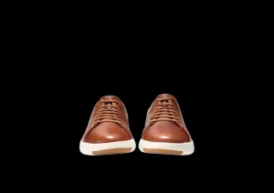 GrandPru00f8 Brown Leather Lace-Up Tennis Sneaker