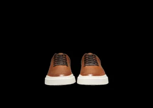 GrandPru00f8 Rally Laser Cut Tan Brown Leather Lace-Up Sneaker