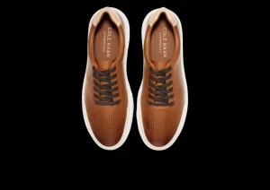 GrandPru00f8 Rally Laser Cut Tan Brown Leather Lace-Up Sneaker