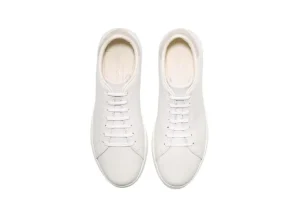 GrandPru00f8 White Leather Lace-Up Tennis Sneaker