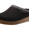 Grizzly Franzl Black Wool Patterned Trim Felt Clog