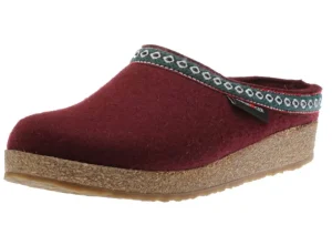 Grizzly Franzl Red Wool Felt Patterned Trim Clog