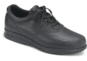 Guardian Black Leather Non-Slip Lace-Up Walking Shoe