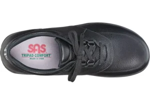 Guardian Black Leather Non-Slip Lace-Up Walking Shoe