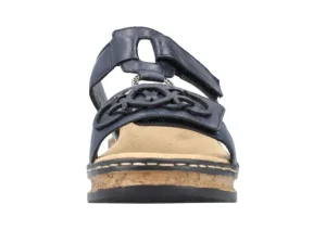 Gurgano Navy Embossed Wedge Slide Sandal