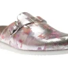 Halina Pink Silver Leather Clog