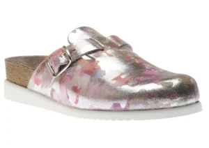 Halina Pink Silver Leather Clog