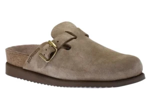 Halina Warm Grey Suede Leather Clog