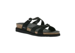 Hannel Black Nubuck Leather Slide Sandal