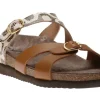 Hannel Copacabana Camel Waxy Leather Slide Sandal
