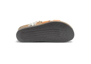Hannel Copacabana Camel Waxy Leather Slide Sandal