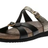 Hannel Cuba Black Gold Textured Leather Slide Sandal